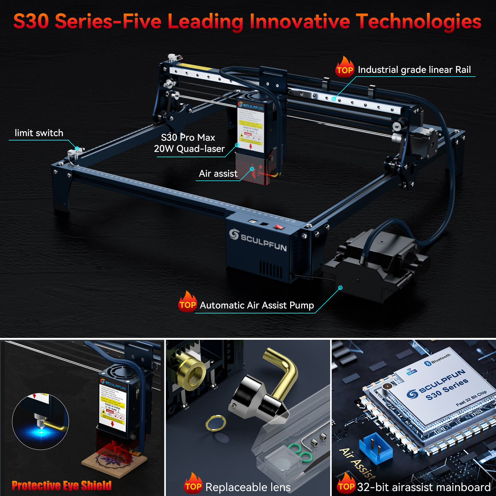 SCULPFUN S30 pro max S30 PRO S - Desktop Laser Engraver recension och pris