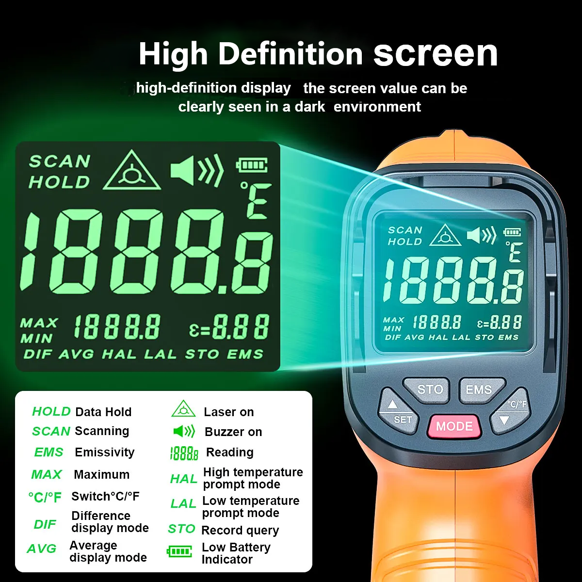 DT1000 DT1600 Infrared Thermom - Industrial Laser Temperature Gun recension och pris