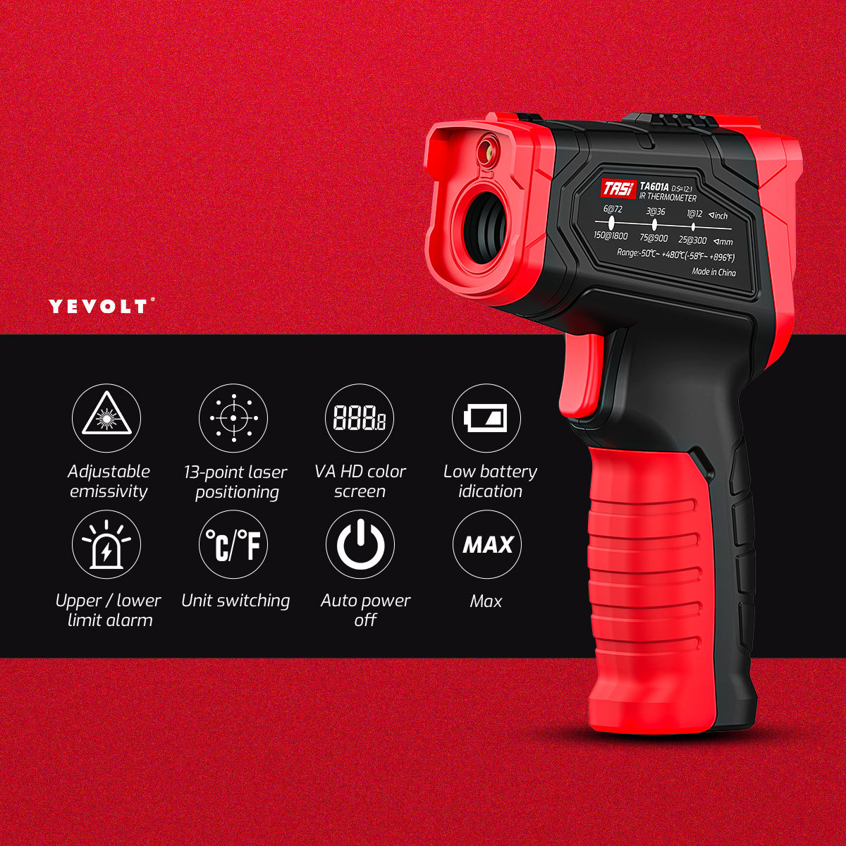 YEVOLT TA601 Series Digital In - Industrial Laser Thermometer recension och pris