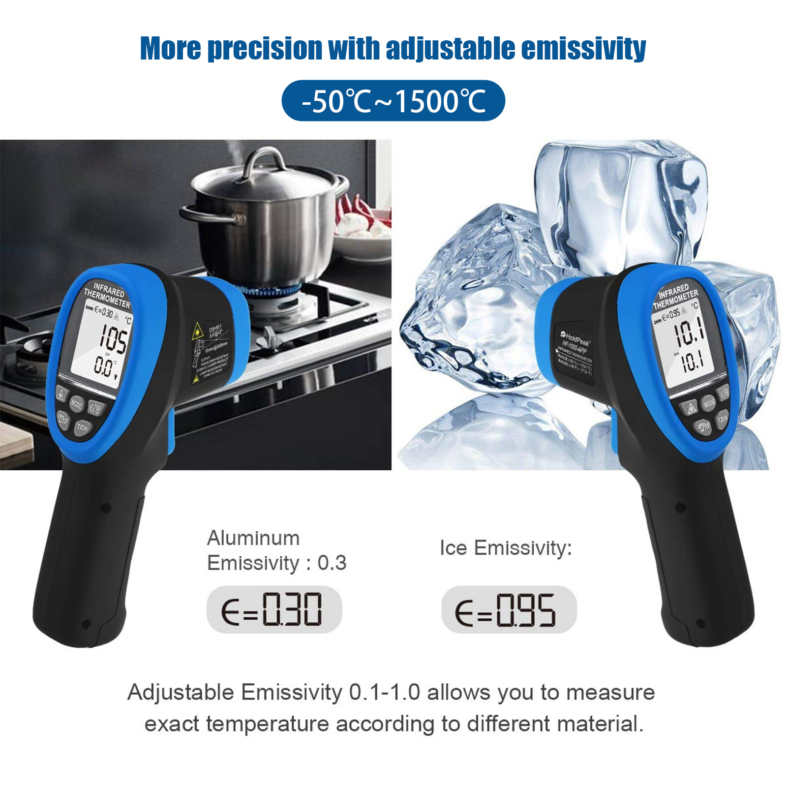 HoldPeak HP-1500-APP Non Conta - Industrial Laser Temperature Gun recension och pris