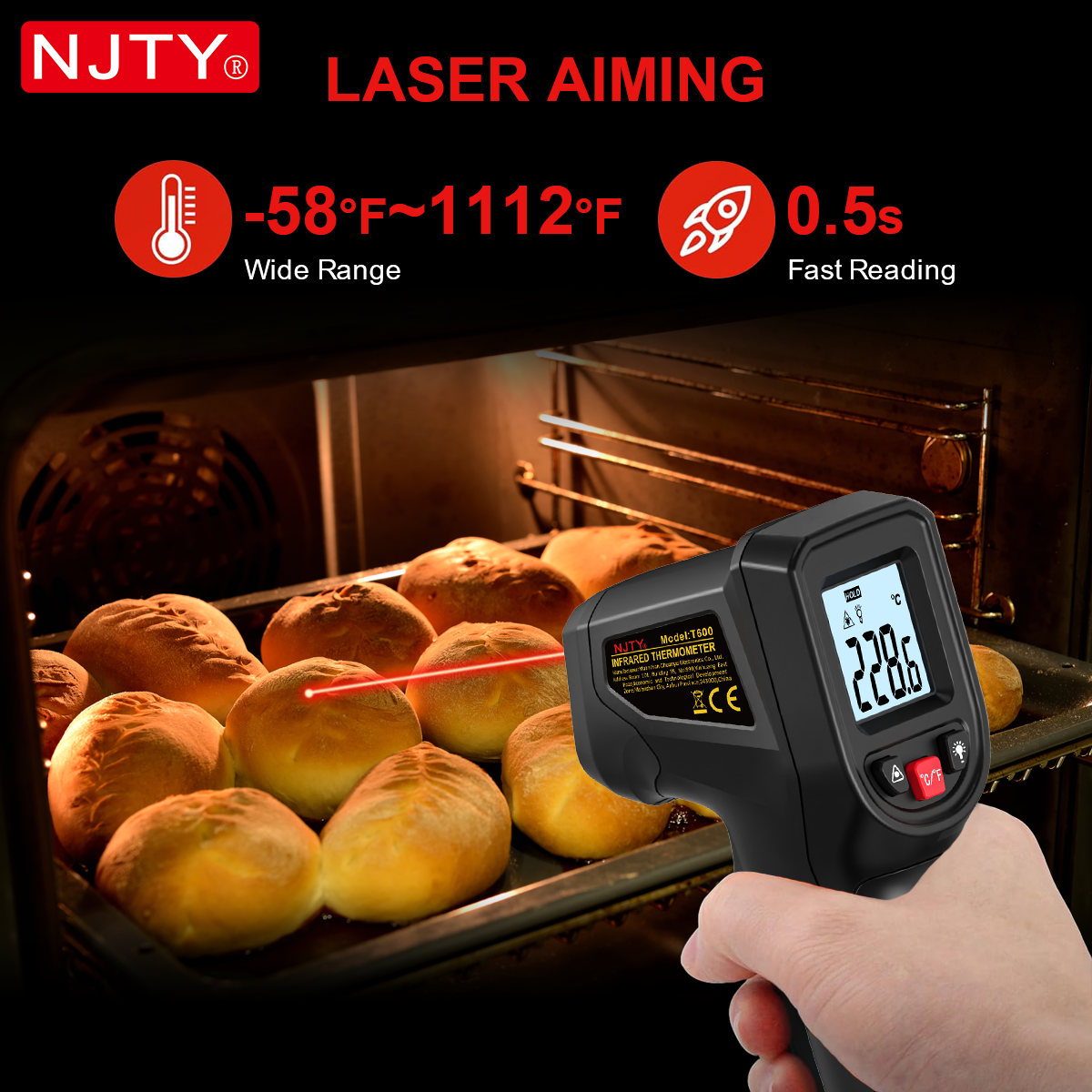 NJTY T600 Infrared Thermometer - Industrial Laser Temperature Gun recension och pris