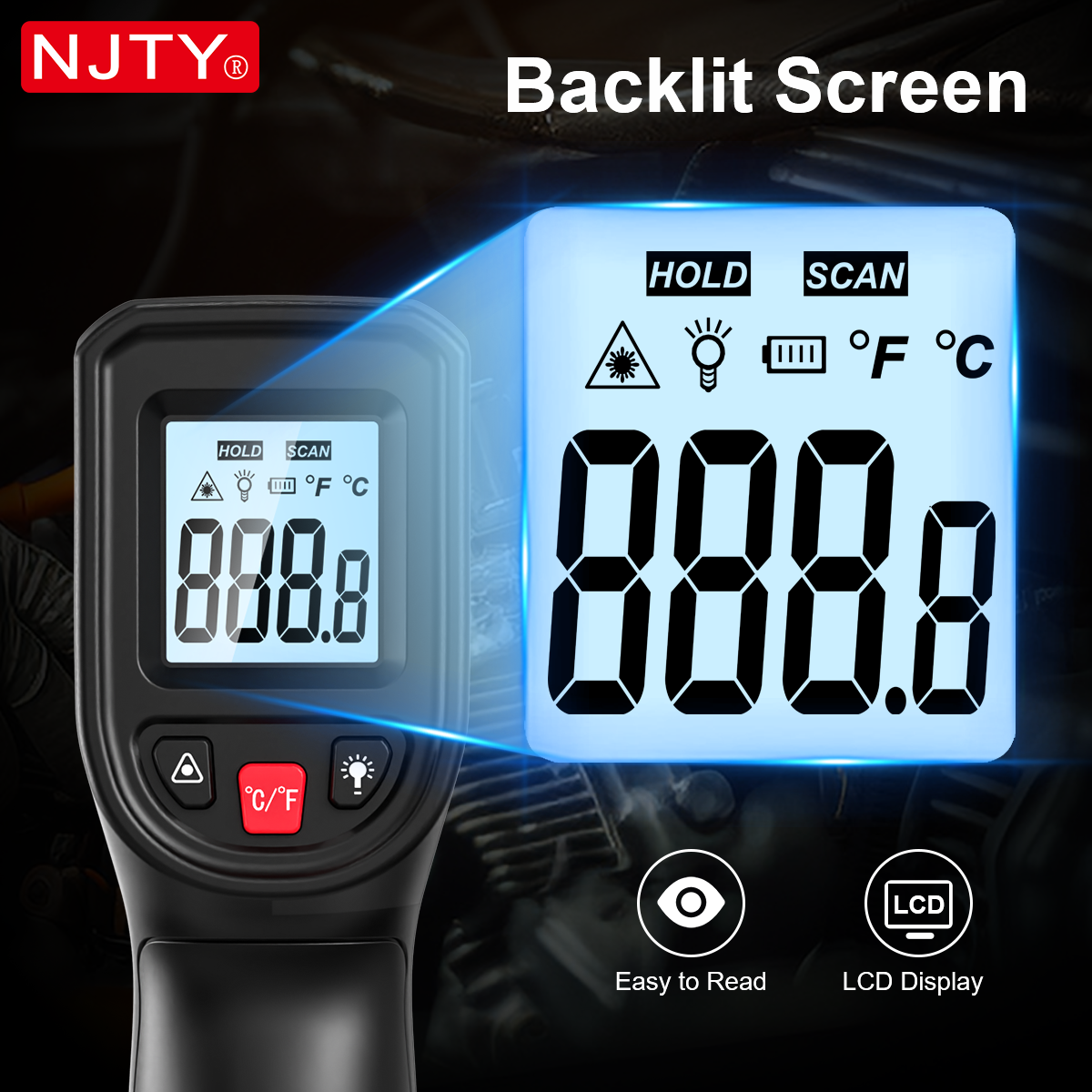 NJTY T600 Infrared Thermometer - Industrial Laser Temperature Gun recension och pris